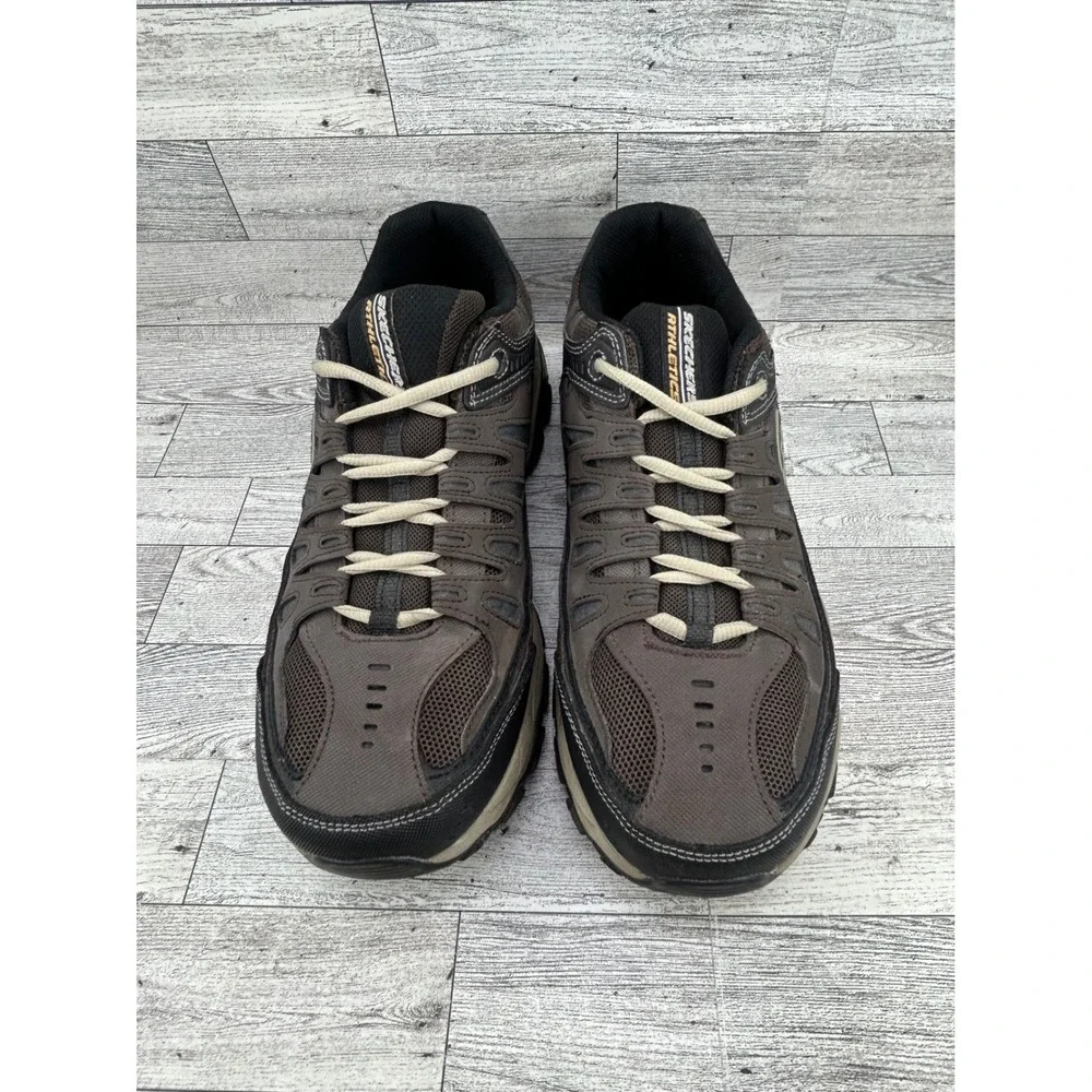 Skechers Athletics Men 10.5 Brown Black Leather Hiking‎ Walking Shoes 50125EWW
